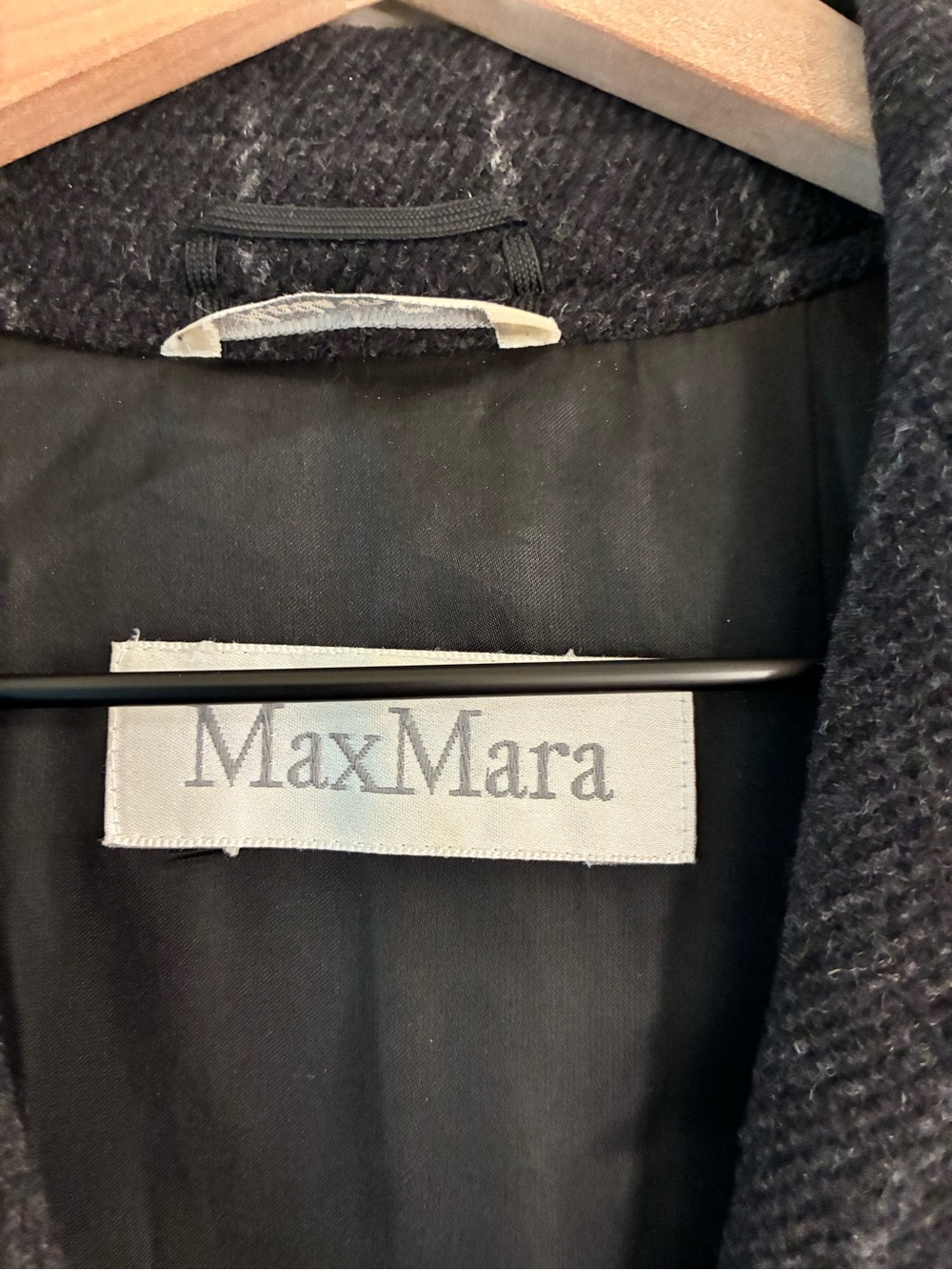 MaxMara Charcoal Pinstripe Wool Long Overcoat Made in Italy